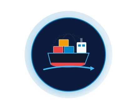 Dependable export logistics and port supply icon