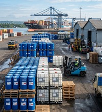 Warehouse dispatch of industrial and marine chemical drums