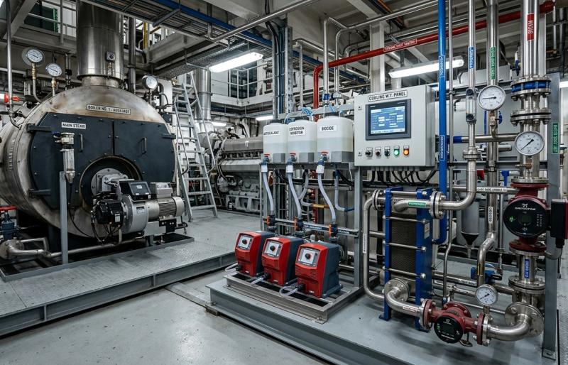 Marine boiler water treatment and antiscalant dosing equipment