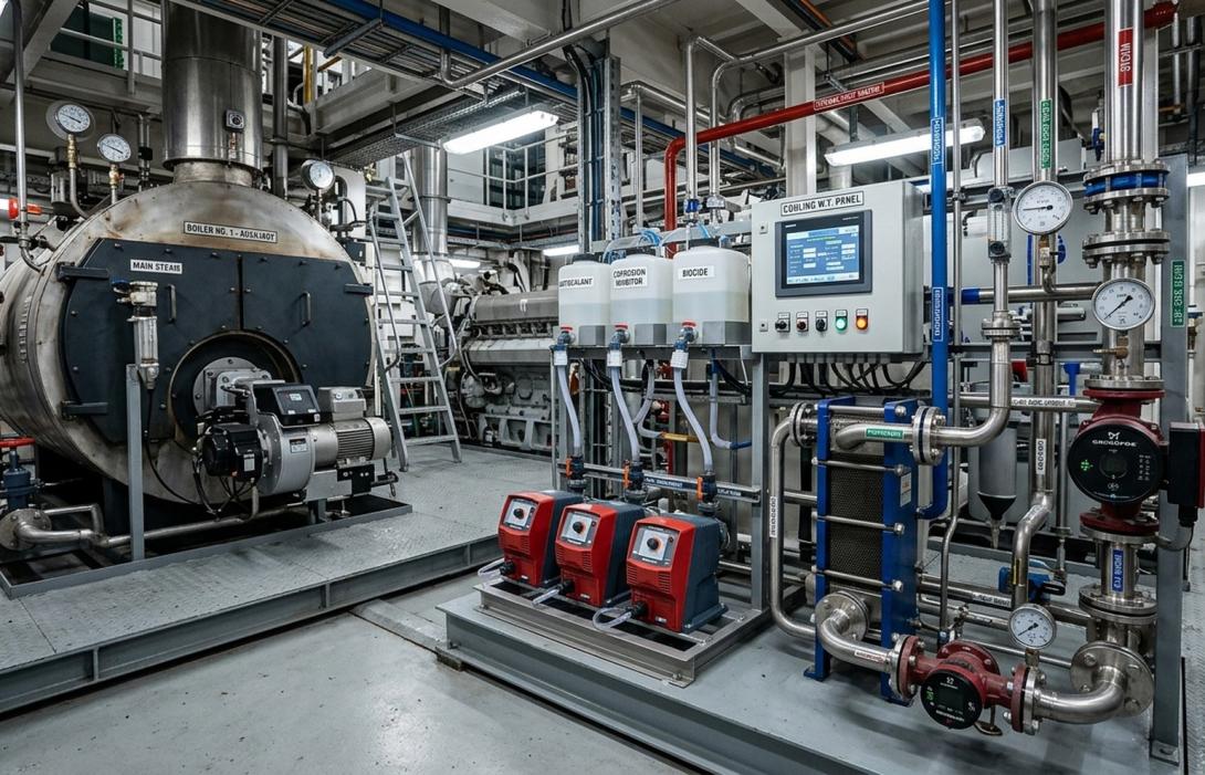 Marine boiler water treatment and antiscalant dosing equipment